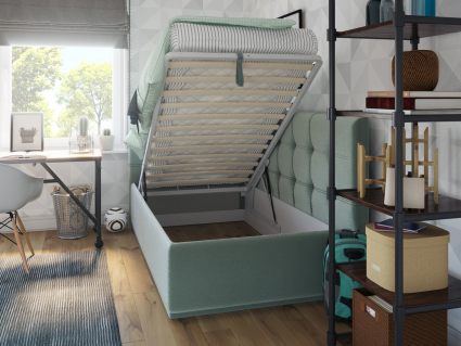 Кровать Nuvola Sabina угловая Velutto 14 (с подъемным механизмом) 180х190